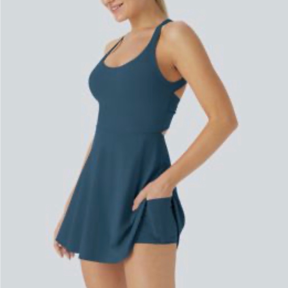 Teal Blue Halara Dress with Built-In Shorts
